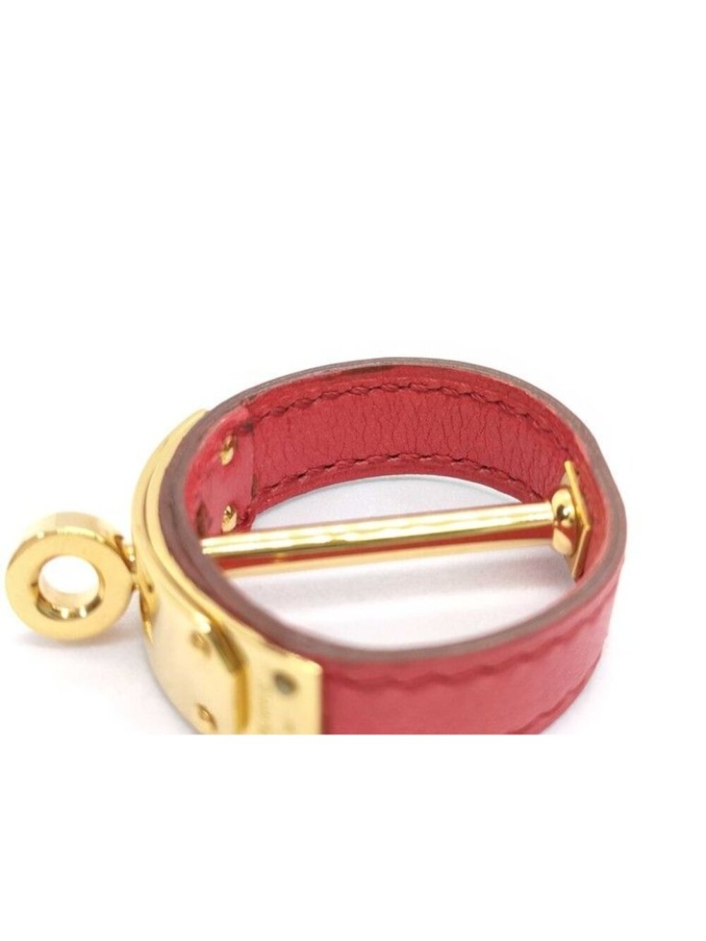 Hermes Scarf Ring Kelly Gold Red Leather - Picture 6 of 10